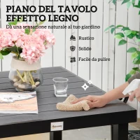 Outsunny Tavolo da Giardino Tavola da Pranzo Effetto Legno, 78x78 cm, Nero(m-4)