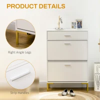 HOMCOM Three Drawer Slim Shoe Storage Cabinet, 12 Shoe Pairs - White(m-7)