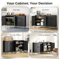 HOMCOM Metal Storage Cabinet with Lock and Adjustable Shelves - Black(m-6)