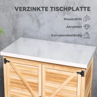 Outsunny tuinkast met interne plank en werkblad, van vurenhout en gegalvaniseerd staal, 79x43x92 cm, houtkleur(m-5)