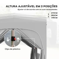 Outsunny Tenda Dobrável 3x3 m com Painéis Laterais UPF50+ Tenda de Jardim com Altura Ajustável e Bolsa de Transporte Cinza Claro(m-5)