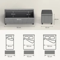 HOMCOM Banco de Arrumação Capacidade de 84 L Estofado em Veludo Banco Pé de Cama para Dormitório 112x42x40 cm Cinzento(m-3)