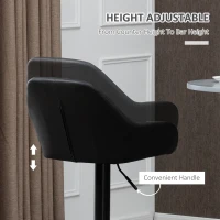 HOMCOM Adjustable Bar Stools Set of 2, Swivel PU Leather Barstools with Backrest & Footrest, Black(m-5)