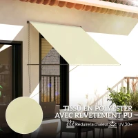 Outsunny Store banne manuel auvent rétractable Inclinaison réglable 150 x 116 cm protection UV aluminium polyester crème(m-4)