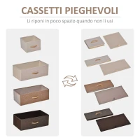 HOMCOM Mobile Cassettiera da Camera da Letto e Soggiorno, Cassettiera con 5 Cassetti Pieghevoli in Tessuto e Ripiano in MDF, 58x29x99cm, Multicolore(m-6)