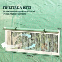Outsunny Serra a Tunnel per Orto 3x2x2 m in Acciaio e PE Anti UV con Porte Avvolgibili e Finestre, Verde(m-6)