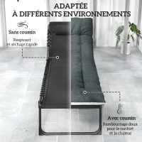 Outsunny Lot de 2 bains de soleil, chaise longue pliante et inclinable, coussin, appui-tête, poche latérale, 60x190x31cm, gris(m-5)