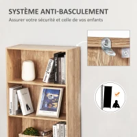 HOMCOM Bibliothèque, étagère de rangement à 5 niveaux avec étagères réglables, 63 x 29,2 x 176 cm, bois naturel(m-5)