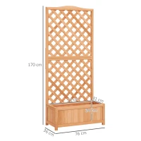 Outsunny Wooden Planter with Trellis, Freestanding Raised Bed for Garden with Lattice, Outdoor Planter Box for Climbing Plants, Vines, Flowers, 76 x 36 x 170 cm, Natural(m-3)