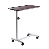 HOMCOM Table d'appoint à roulettes pour canapé et lit Hauteur réglable et cadre en acier 77x40x76-100 cm Noyer foncé(m-1)
