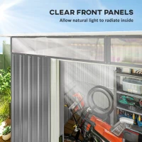 Outsunny Garden Metal Storage Shed House Hut Gardening Tool Storage w/ Tilted Roof and Ventilation 8.5 x 6ft, Grey(m-6)