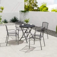 Outsunny Tavolo da Giardino Rotondo Pieghevole per 4 Persone in Alluminio e Plastica HDPE, Ø80x73 cm, Grigio(m-2)
