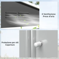 Outsunny Casetta da Giardino 2.3x1.7 m in Acciaio con Prese d'Aria e Doppia Porta Scorrevole, Grigio Scuro(m-6)