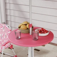 AIYAPLAY Kids Patio Table and Chair Set, Kids Garden Furniture with Umbrella, 4-Piece Bistro Set for Garden, Pink(m-8)