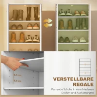 HOMCOM Schuhschrank in Hochglanz, Schuhaufbewahrung mit Verstellbaren Regalböden für Flur, Diele, Platz für 10 Paar, Weiß(m-5)