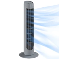 HOMCOM Tower Fan for Bedroom Cooling, 75cm Electric 70° Oscillating with 3 Speed Settings, Standing Floor Fan, Grey(m-10)
