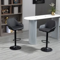 HOMCOM Adjustable Bar Stools Set of 2, Swivel PU Leather Barstools with Backrest & Footrest, Black(m-2)
