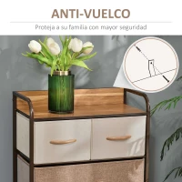 HOMCOM Cómoda para Dormitorio con 5 Cajones Plegables Parte Superior de Madera y Marco Metálico 58x29x99 cm Multicolor(m-7)