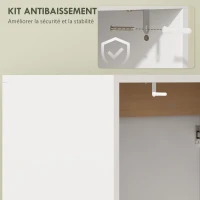 HOMCOM Meuble sous lavabo, meuble de salle de bain avec 2 portes à fermeture douce, 60 x 35 x 57,9 cm, blanc et bois naturel(m-7)