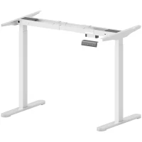 HOMCOM Elektrisches Schreibtischgestell, höhenverstellbar, mit Speicherfunktion, Stahl, Weiß(m-1)