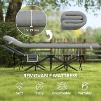 Outsunny 68cm Wide Folding Bed, Camping Cot for Adults with Mattress, Carry Bag, Storage Pocket, Max Load 150kg, Light Grey(m-4)