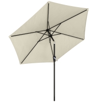 Outsunny Parasol 270 cm Inclinable con Manivela y Protección UV50+, Blanco Crema