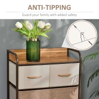 HOMCOM 5-Drawer Dresser Tower 3-Tier Storage Organizer with Steel Frame Wooden Top for Bedroom Hallway Closets(m-7)