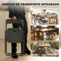 HOMCOM Conjunto de 6 Cadeiras Dobráveis com Encosto Curvo Assento Côncavo com Ventilação 48,5x47x75 cm Preto(m-7)