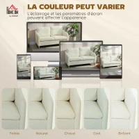 HOMCOM Canapé 2 places, canapé de salon en tissu bouclette avec coussins inclus, assise rembourrée, 137 x 69 x 82 cm, crème(m-7)