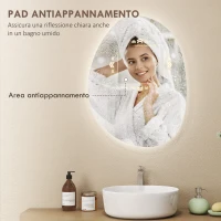 HOMCOM Specchio da Bagno Illuminato a LED con Colore e Temperatura Regolabile, in Vetro Temperato, 70x5x50 cm, Argento(m-5)