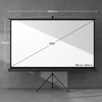 HOMCOM Beamer Leinwand mit Stativ 221 x 124 cm 100 Zoll 16:9 HD 4K Rollo-Leinwand(m-3)
