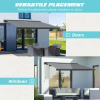 Outsunny Cassette Electric Manual Awning Door Window Retractable Canopy w/ R/C & LED 300W x 0-250D cm(m-7)