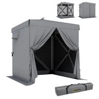 Outsunny Pavillon 1,85x1,85m Wasserdicht Stabil Winterfest Pop-up Faltpavillon mit 4 Mesh-Seitenteilen Tasche, UV 30+(m-11)