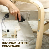 HOMCOM Fotoliu pentru living cu încălzire și suport pentru picioare reglabil Crem Lemn(m-8)