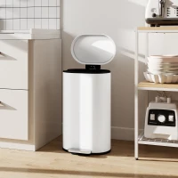 HOMCOM 30 L Modern Curved Kitchen Bin - Cream(m-9)