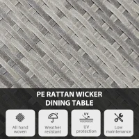 Outsunny 70 cm Wood-Effect Rattan Garden Table - Natural Wood Finish(m-4)