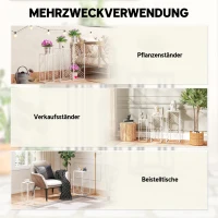 Outsunny 3er-Set Pflanzenständer, 50/60/70 cm hoch Blumenständer, stapelbar Pflanzenregal aus Metall Weiß(m-7)