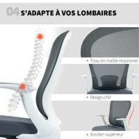 HOMCOM Chaise bureau ergonomique avec repose-pieds ajustable et accoudoirs relevables, hauteur réglable, 59x62x99-119cm, gris(m-7)