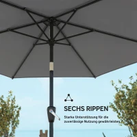 Outsunny Sonnenschirm 270 cm knickbar Balkonschirm mit Kurbel UV 50+ Gartenschirm Dunkelgrau(m-6)