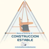 Outsunny Columpio para Bebés Columpio Jardín Exterior de Acero con Respaldo Cinturón de Seguridad Carga 25 kg Naranja(m-6)