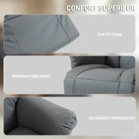 HOMCOM Fauteuil de relaxation inclinable pivotant repose-pied réglable, jusqu'à 120 kg, pour salon, chambre, home cinéma, gris(m-6)