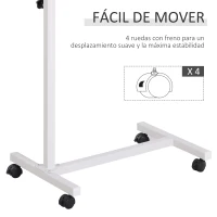 HOMCOM Mesa Auxiliar con Ruedas para Sofá y Cama Altura Ajustable y Marco de Acero 77x40x76-100 cm Nogal Oscuro(m-6)