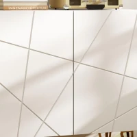 HOMCOM Aparador de Entrada con 2 Puertas y Estantes Ajustables para Cocina Sala 80x40x75 cm Blanco Brillo(m-9)