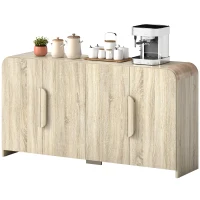 HOMCOM Credenza Cucina con 2 Armadietti, Ante Soft-Close e Ripiani Regolabili, 157x39x82 cm, Legno Naturale(m-10)