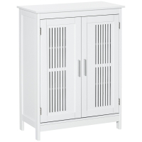 kleankin Mueble de baño, armario para baño de pie de 3 niveles, doble puerta y estante ajustable, 60x30x80cm, blanco