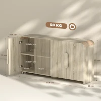 HOMCOM Credenza Cucina con 2 Armadietti, Ante Soft-Close e Ripiani Regolabili, 157x39x82 cm, Legno Naturale(m-3)