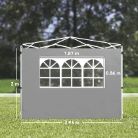 Outsunny Panouri laterale pentru tonelă 3 x 3 m panouri pentru pavilion cu fereastră set de 2 țesătură Oxford gri deschis(m-3)