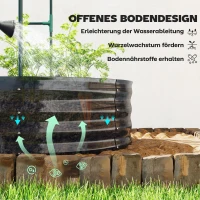 Outsunny Verhoogd plantenbed met klimrek, metalen plantenbak met handschoenen tuinkist 160 x 90 x 180 cm, Donkergrijs(m-9)