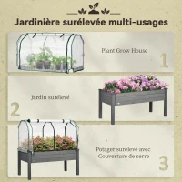 Outsunny Potager sur Pieds surélevé avec bâche Jardinière surélevée potager volume 104 L avec Trous de Drainage, Tissu non tissé(m-6)