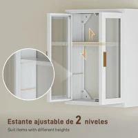 HOMCOM Armario de Baño de Pared Mueble de Baño Colgante Moderno con Estante Ajustable Puertas de Acrílico Blanco(m-5)